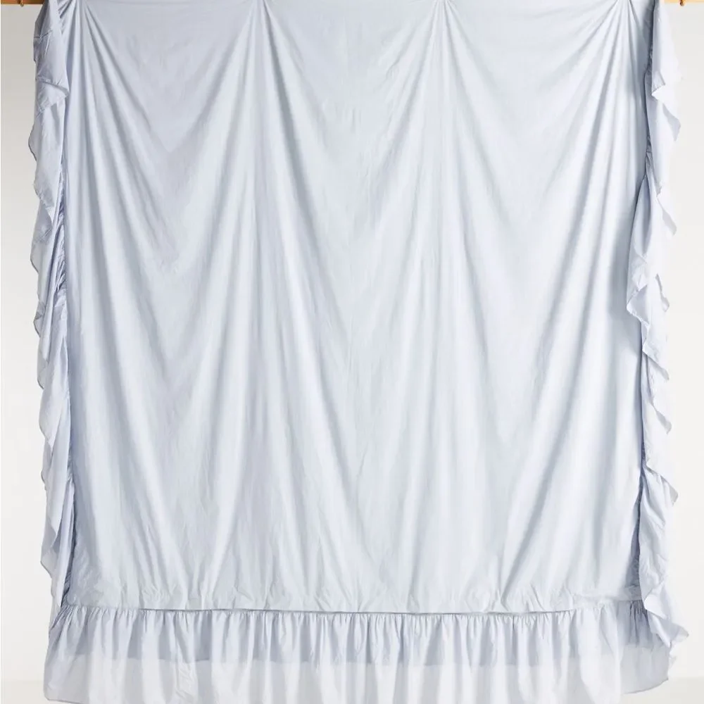 Anthropologie Shyla Ruffled Duvet Light Blue California King